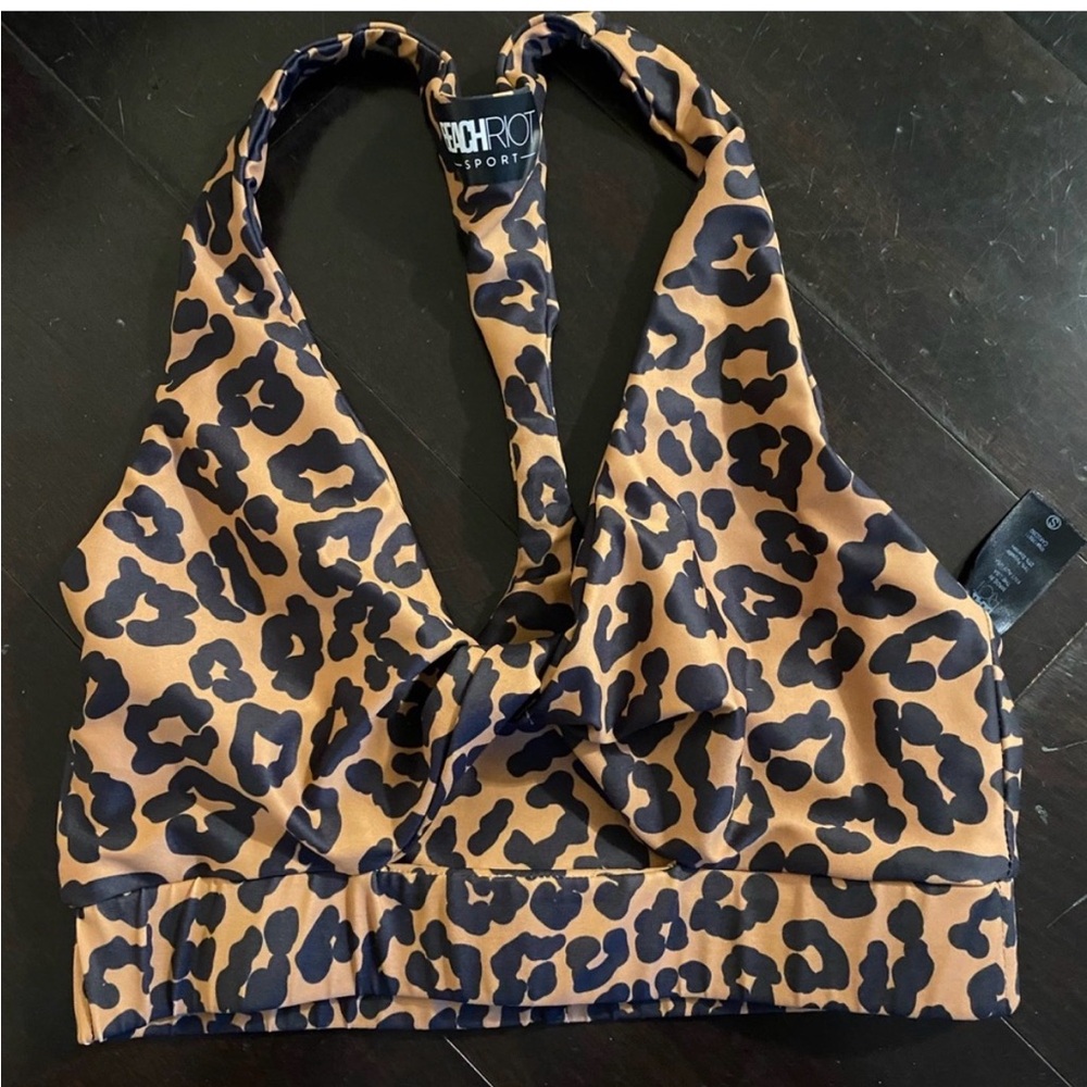 Leopard Print Sports Bra - Brown & Black